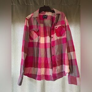 American Eagle Outfitters Pink Plaid Button Down Shirt